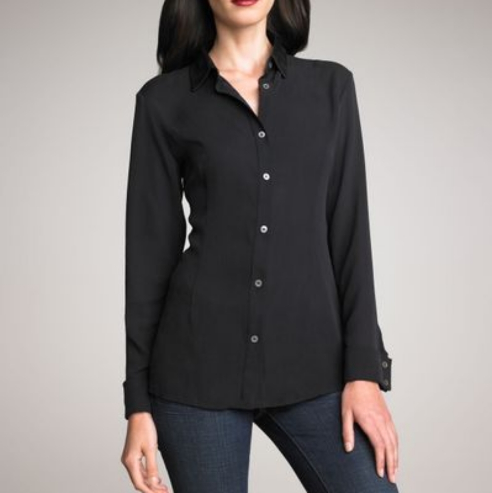 Elizabeth and James black leather collar shirt